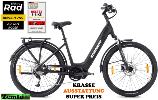 Testsieger, Damen E-Bike Kemoway City K5, 110NM, 720WH, schwarz